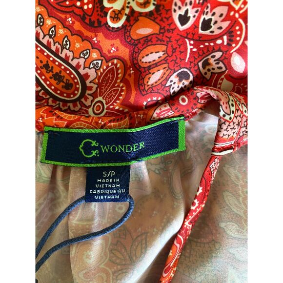 C Wonder Orange Halter Handkerchief Dress Flowy Unlined Summer Midi Sz S - Picture 5 of 7